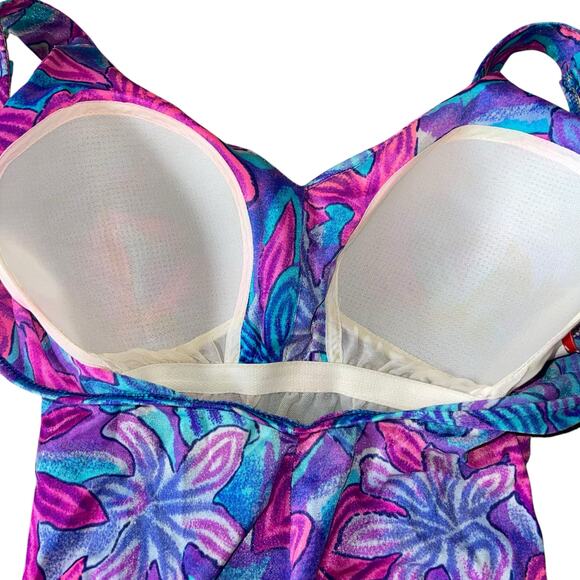 Maxine of Hollywood Vintage One Piece Swimsuit 80s Floral Pinup Retro - Picture 6 of 9